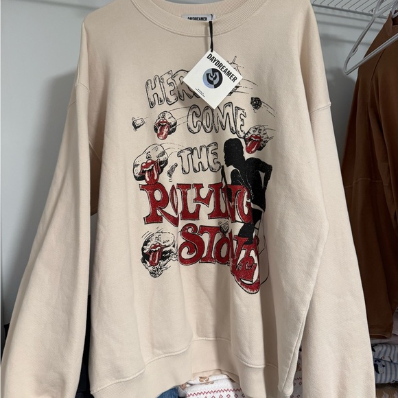 Daydreamer Cream Rolling Stones Graphic Crewneck Sweatshirt - Picture 2 of 4